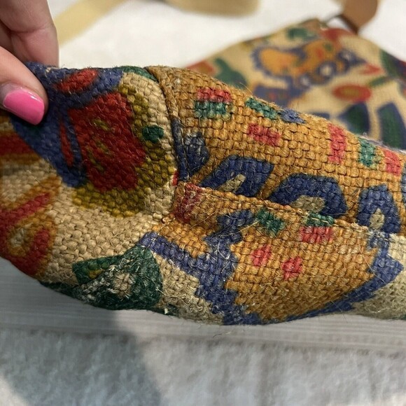 Vintage Burlap Ethnic Animal Crossbody Tote Bag Women’s Colorful Zipped - Picture 6 of 16